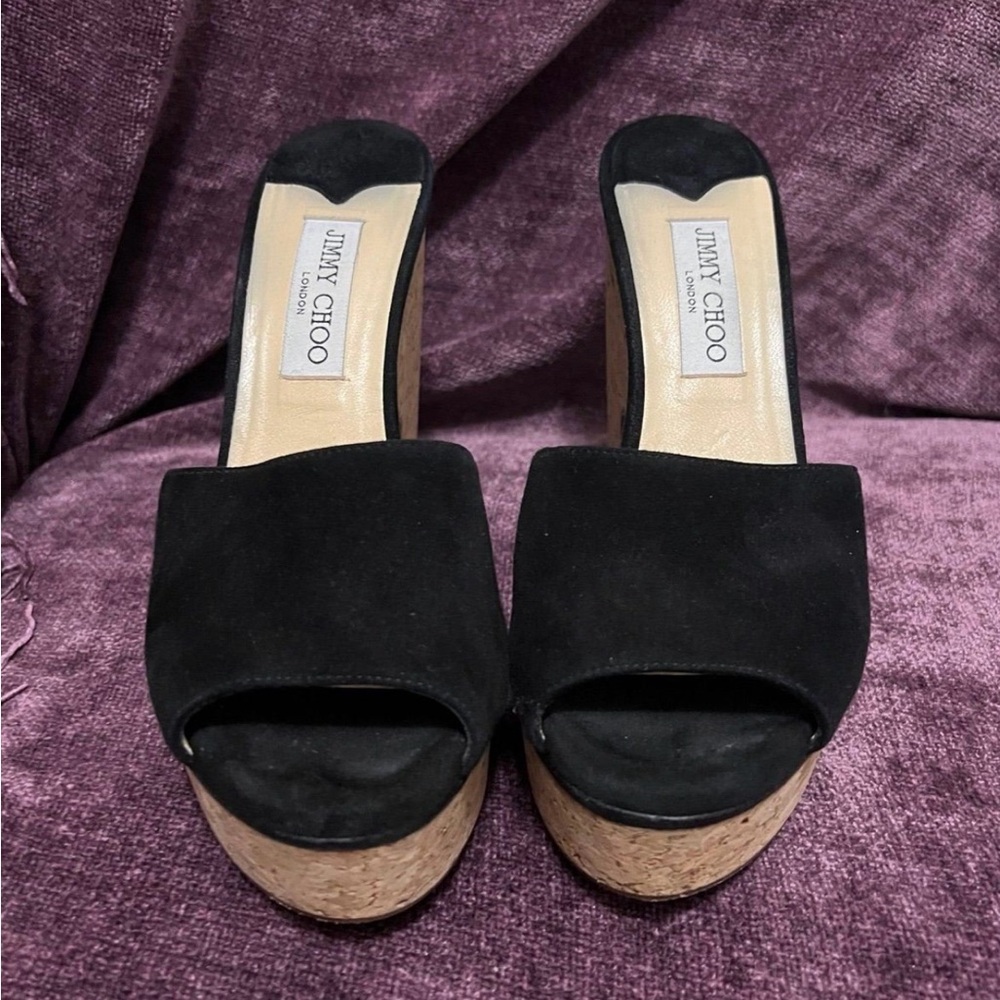 Jimmy Choo DeeDee Suede Platform Mules Sandals